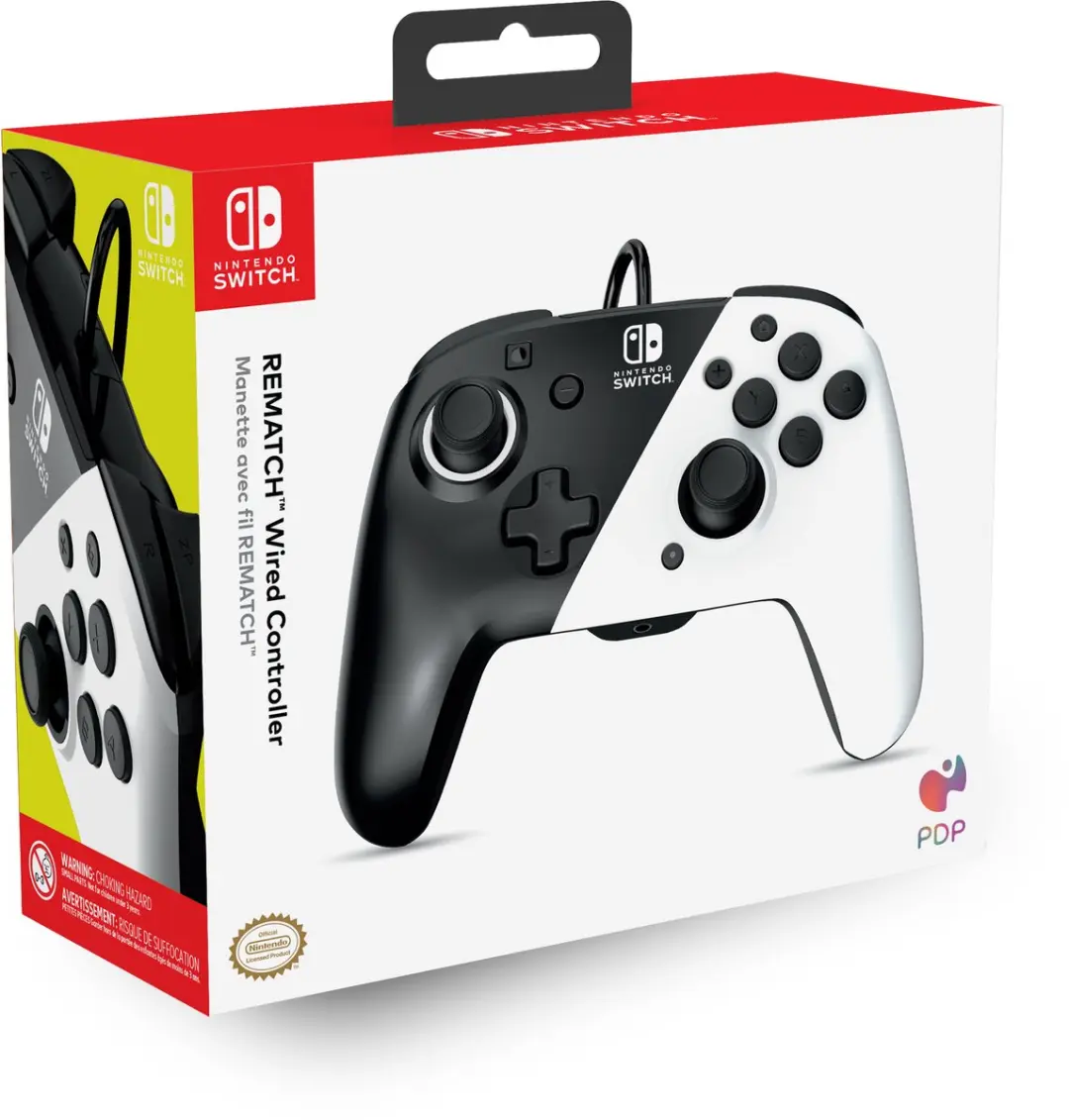 PDP Faceoff Deluxe+ Controller 500-134-EU-BW - Nintendo Switch - Zwart/Wit