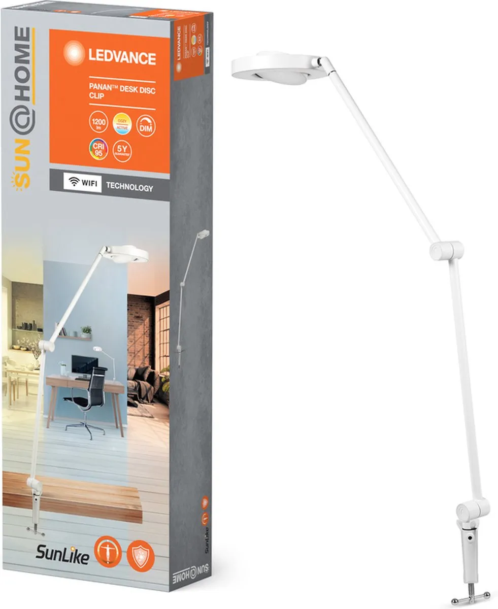 LEDVANCE SUN@HOME PANAN CLIP Bureaulamp - 15W - Wit