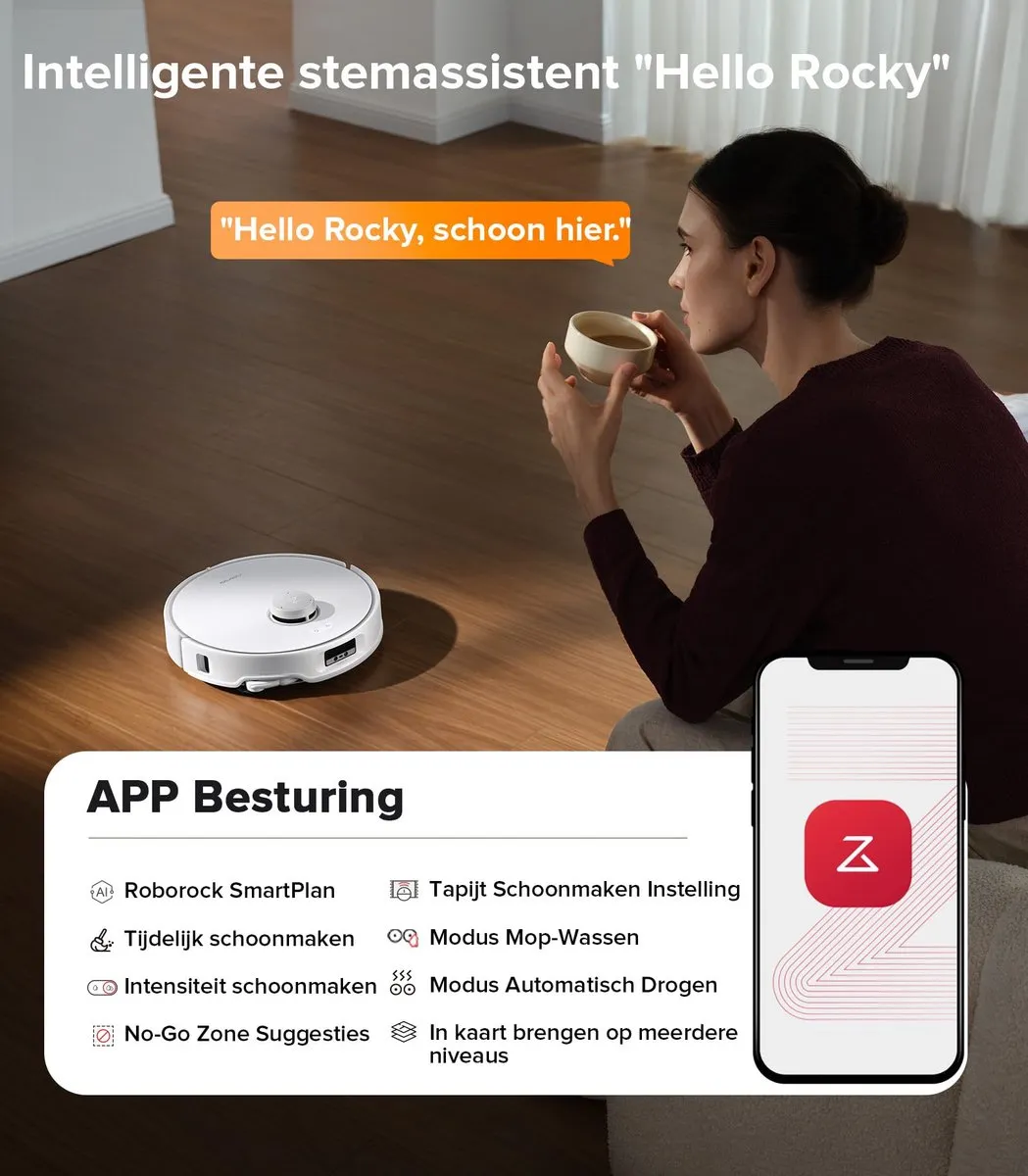 Roborock Qrevo Edge Robotstofzuiger - 18500 Pa - Wit