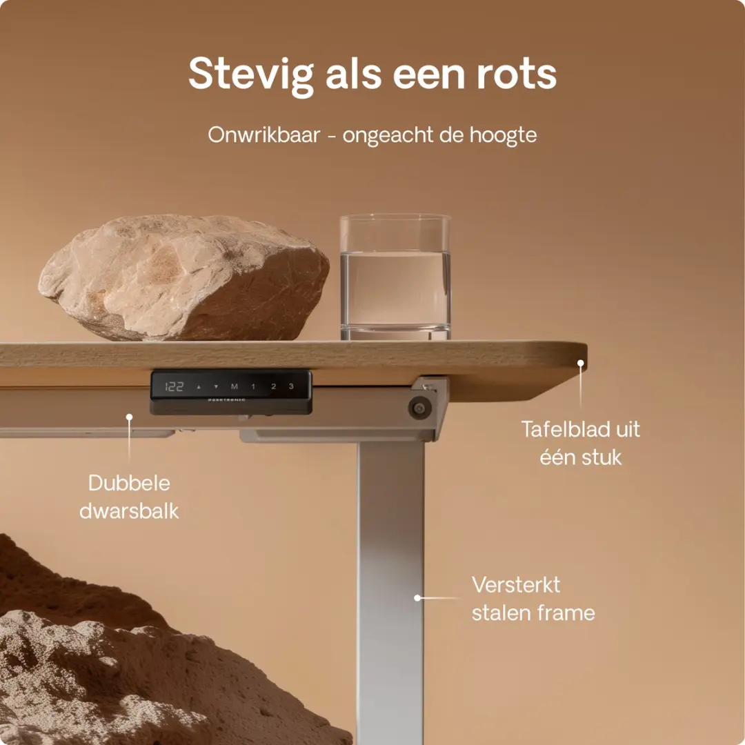 Desktronic HomeOne Zit-sta Bureau 140x70cm - Wit/Eiken
