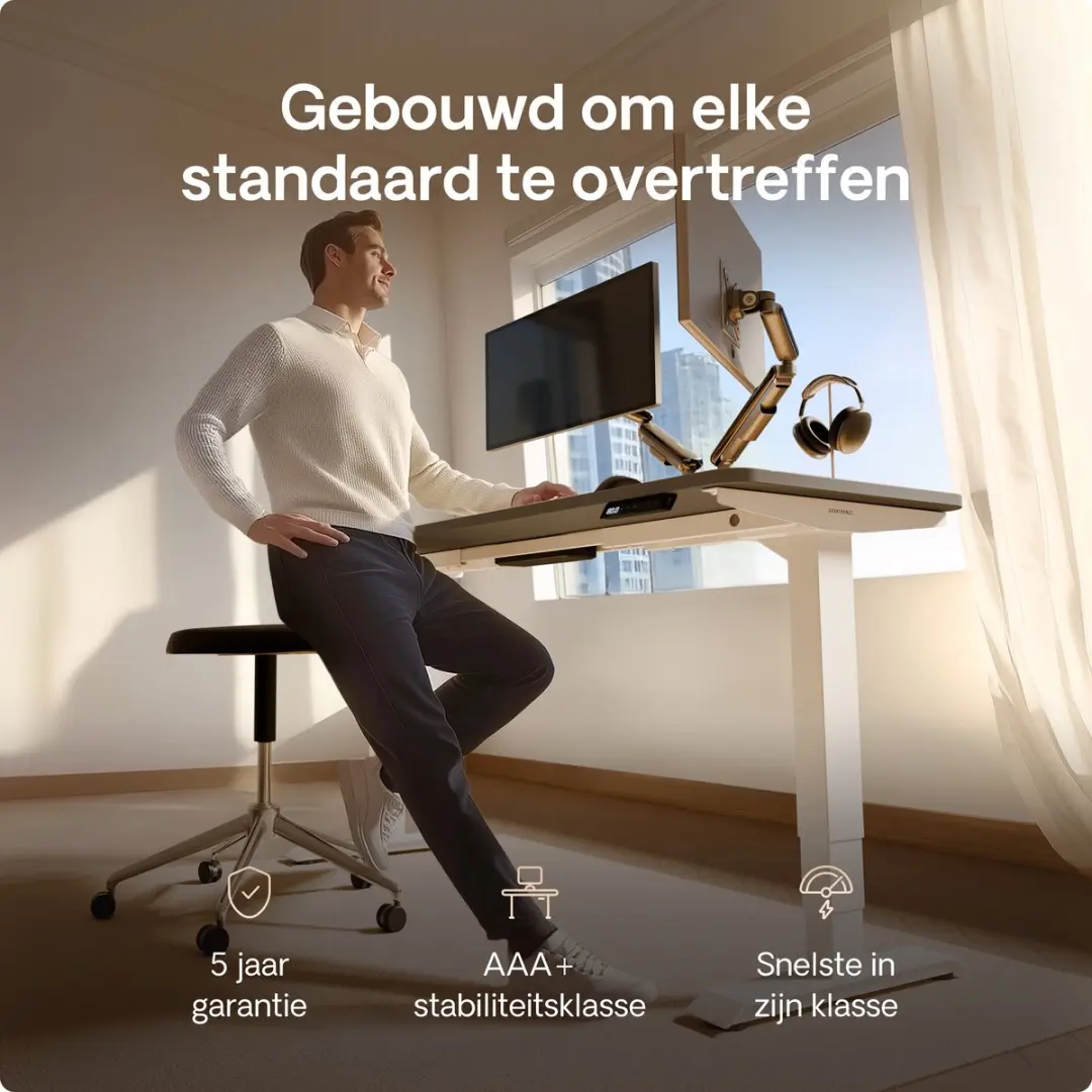 Desktronic HomePro Zit-sta Bureau 160x80cm - Wit/Grijs