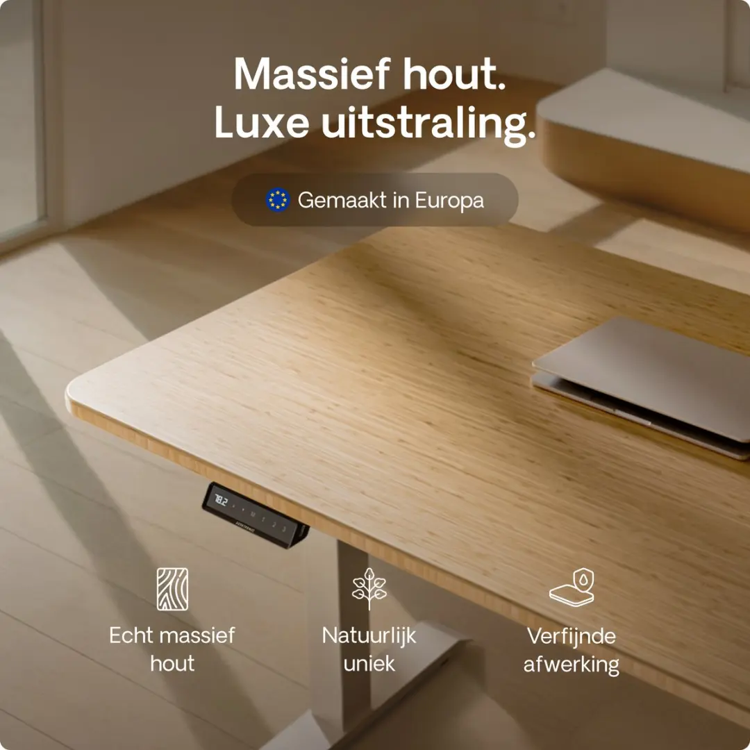Desktronic HomeOne Zit-sta Bureau 120x60cm Bamboo/Wit