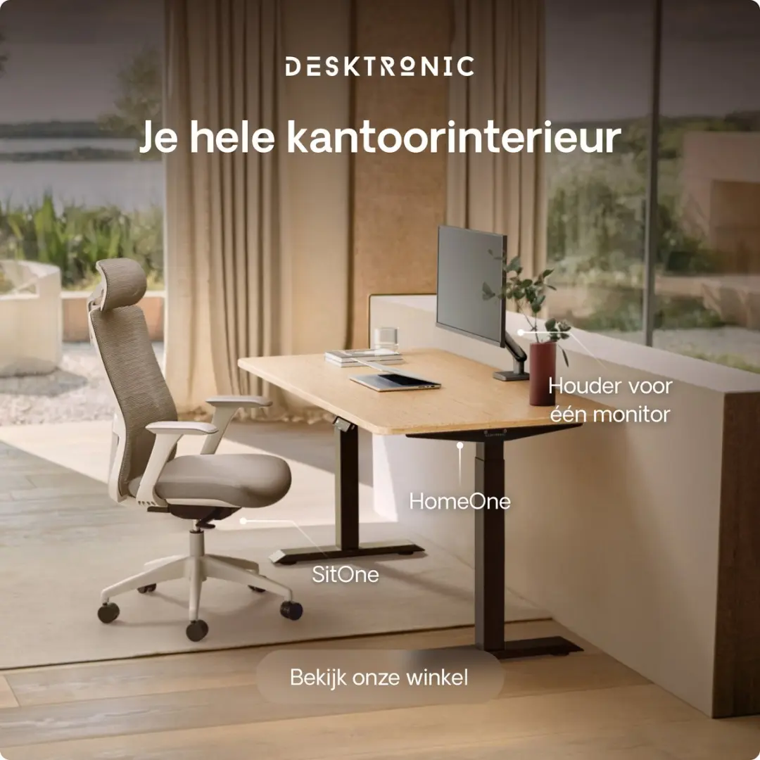 Desktronic HomeOne Zit-sta Bureau 160x80cm Bamboo/Zwart