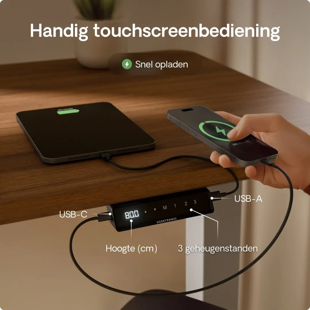 Desktronic HomePro Zit-sta Bureau 200x80cm - Grijs/Notenhout