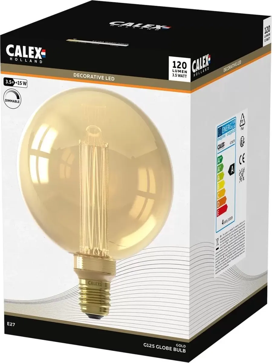 Calex Crown Series LED Lamp E27 G125 3.5W - Warm wit