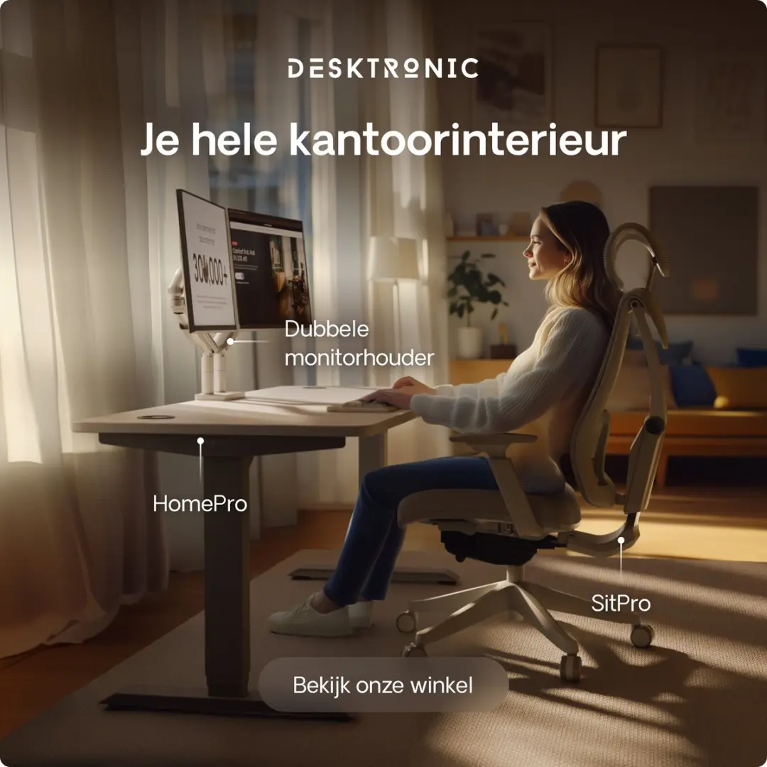 Desktronic HomePro Zit-sta Bureau 140x70cm - Grijs/Wit