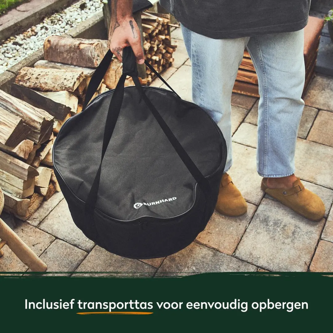 Burnhard Vuurschaal 50cm - Roestvrij staal - met rookarm & aslade