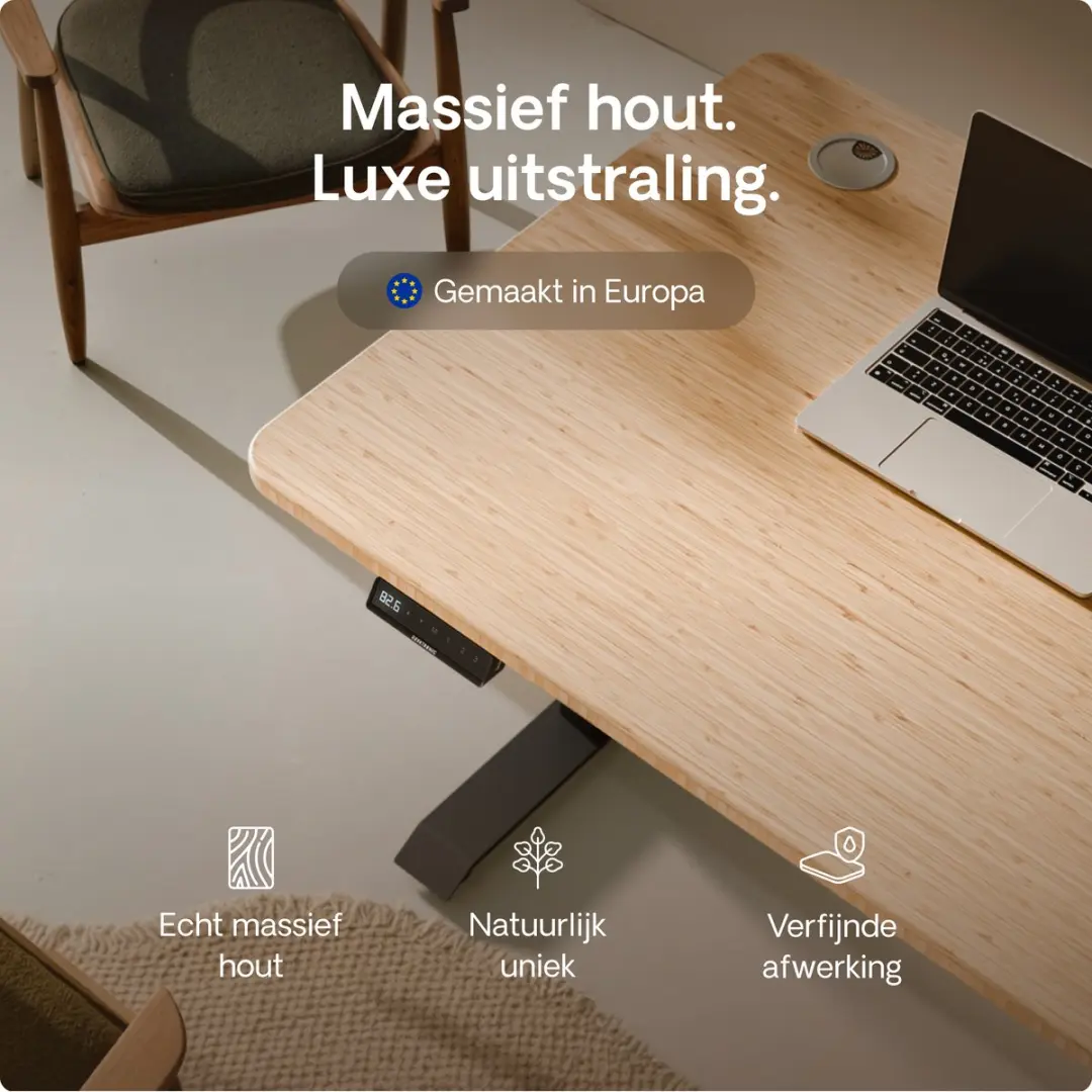 Desktronic HomePro Zit-sta Bureau 180x80cm Bamboo/Zwart