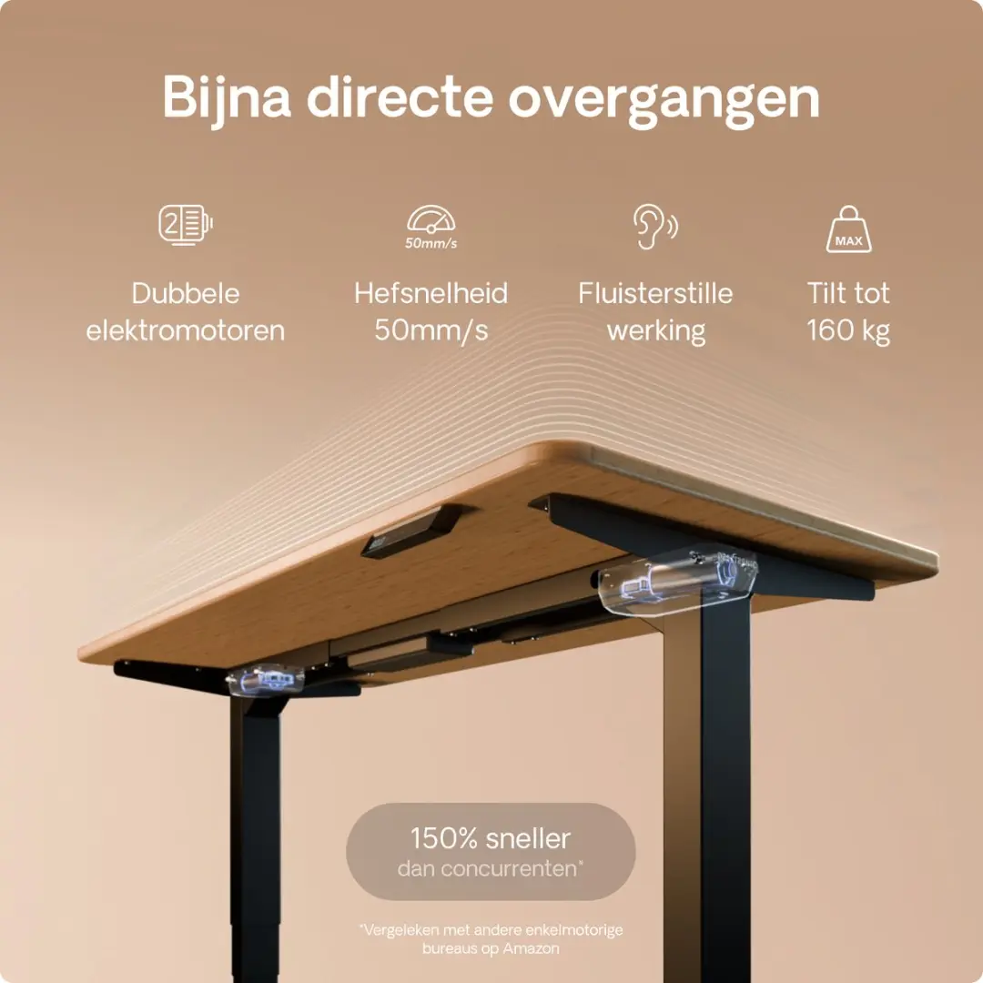 Desktronic HomePro Zit-sta Bureau 180x80cm Bamboo/Zwart