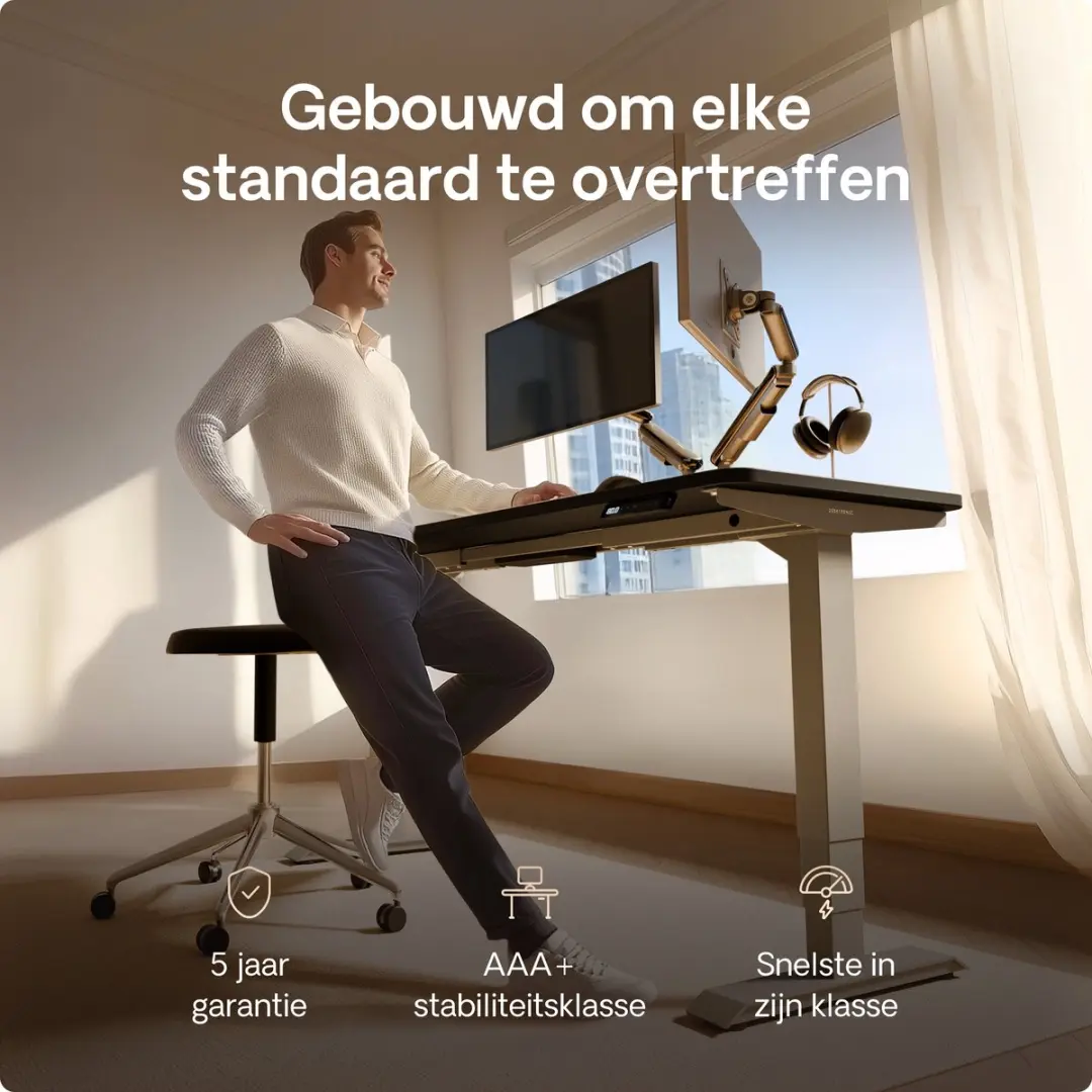 Desktronic HomePro Zit-sta Bureau 160x80cm - Grijs/Zwart
