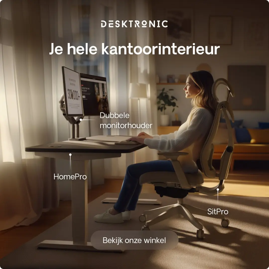 Desktronic HomePro Zit-sta Bureau 120x60cm - Wit/Zwart