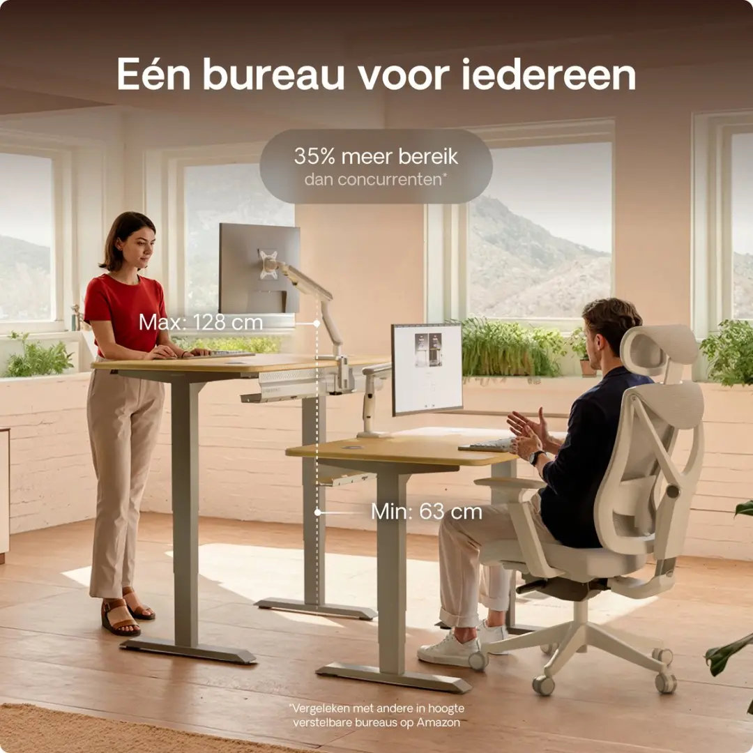 Desktronic HomePro Zit-sta Bureau 160x80cm - Bamboo/Grijs