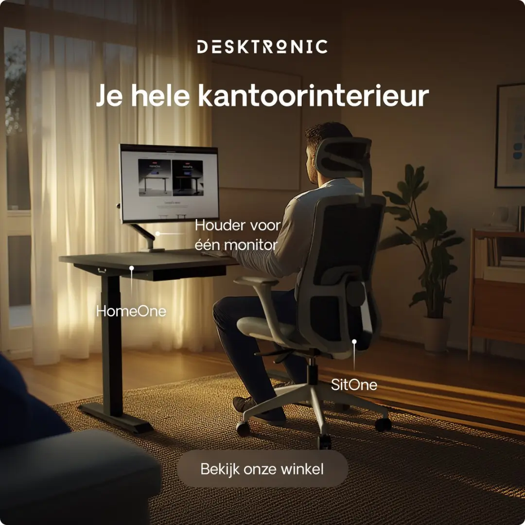 Desktronic HomeOne Zit-sta Bureau 160x80cm - Zwart/Grijs