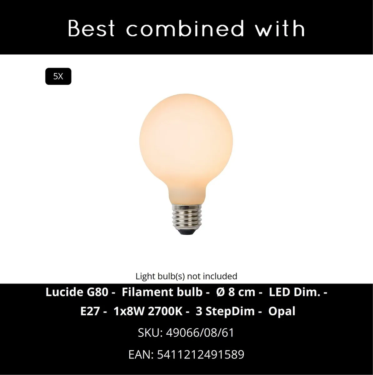 Lucide Julius Hanglamp 5xE27 - Opaal