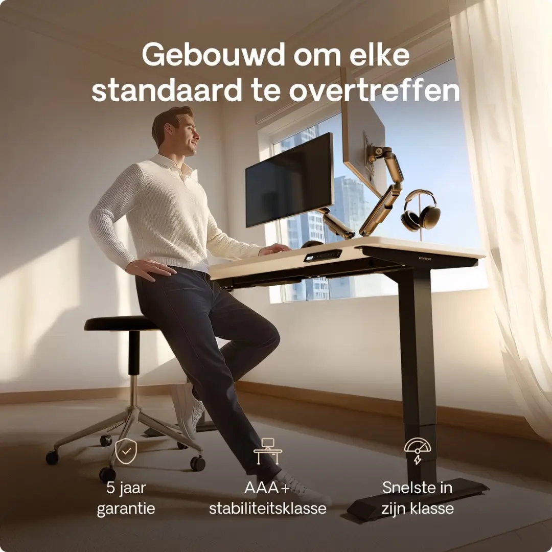 Desktronic HomePro Zit-sta Bureau 160x80cm - Zwart/Wit