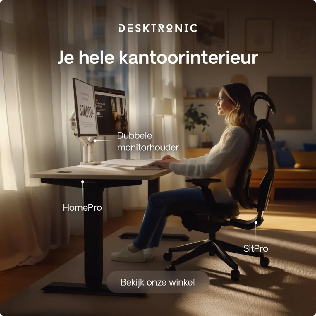 Desktronic HomePro Zit-sta Bureau 160x80cm - Zwart/Wit