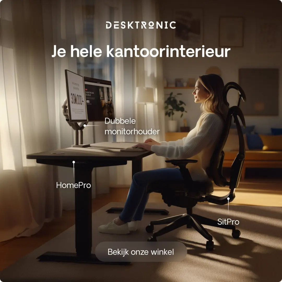 Desktronic HomePro Zit-sta Bureau 180x80cm - Zwart - 62-126cm