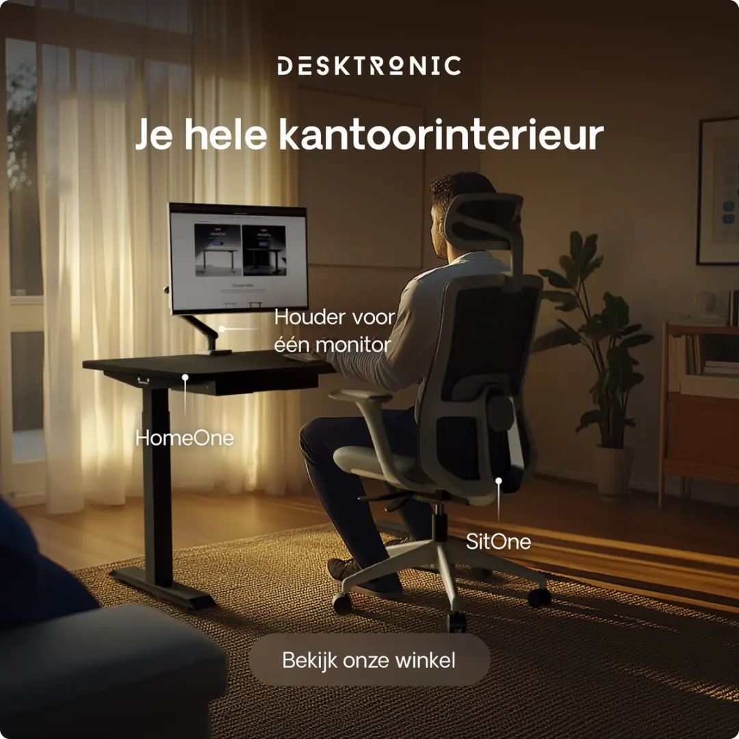 Desktronic HomeOne Zit-sta Bureau 140x70cm - Zwart - 72-119cm