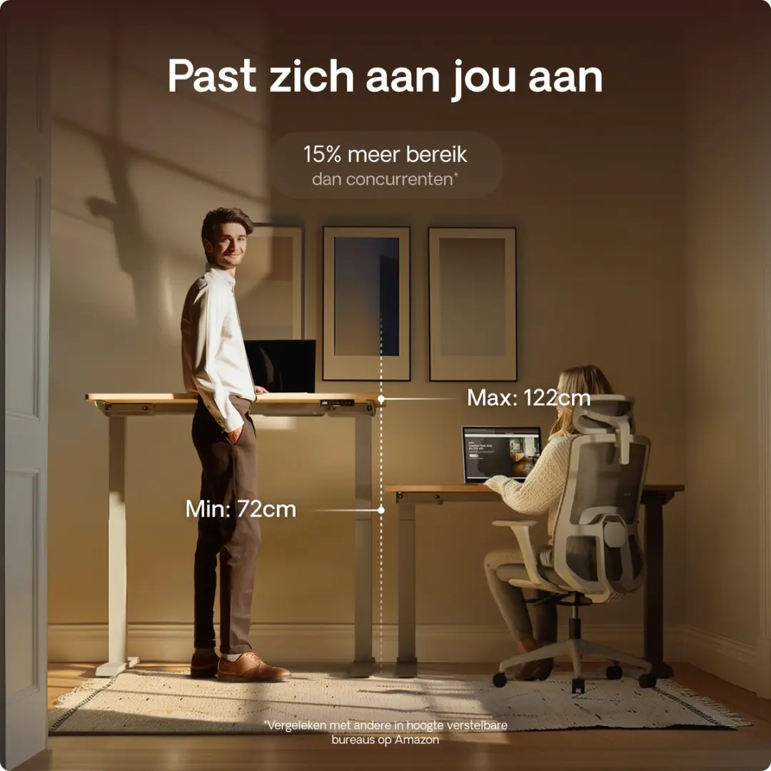 Desktronic HomeOne Zit-sta Bureau 120x60cm - Grijs/Eiken