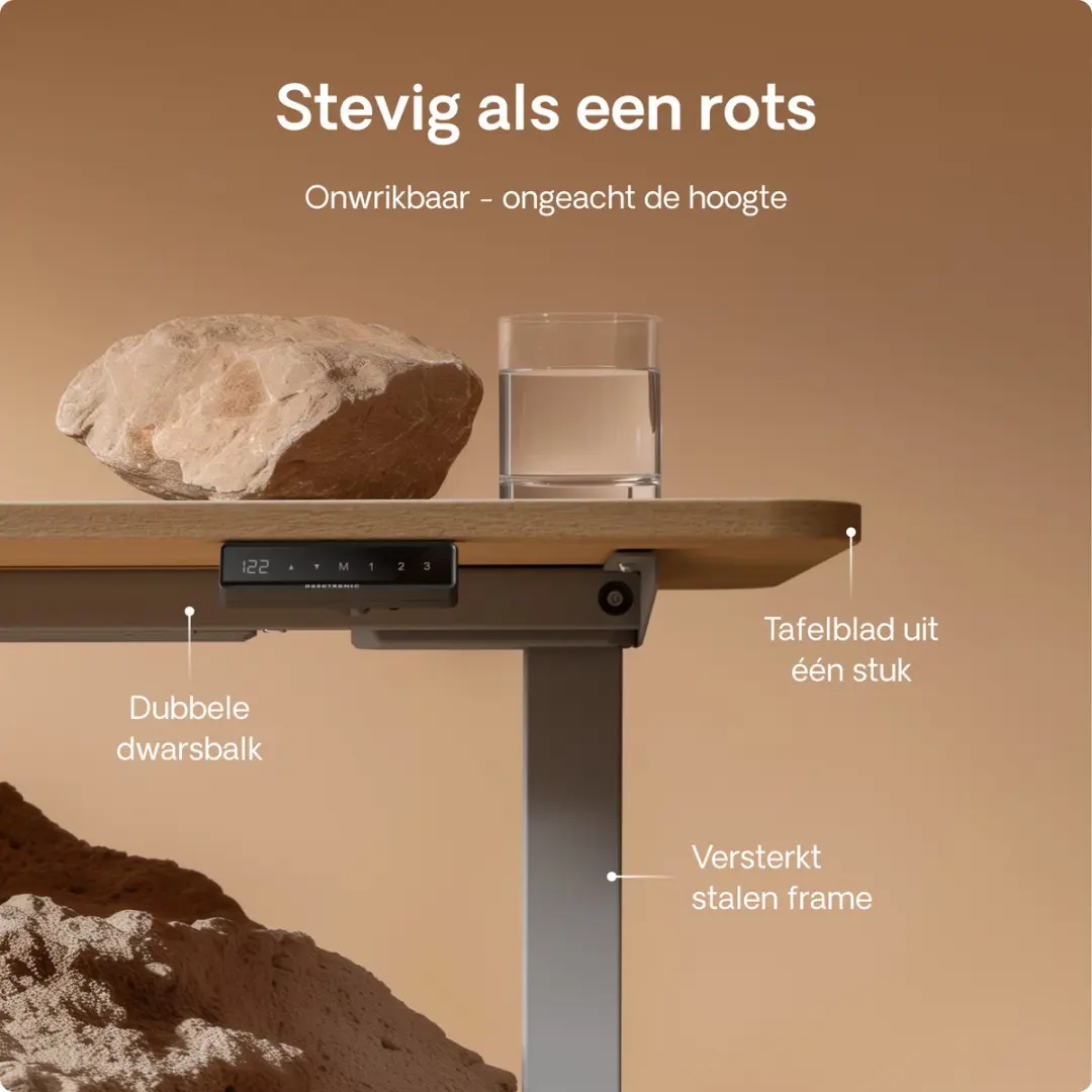 Desktronic HomeOne Zit-sta Bureau 120x60cm - Grijs/Eiken