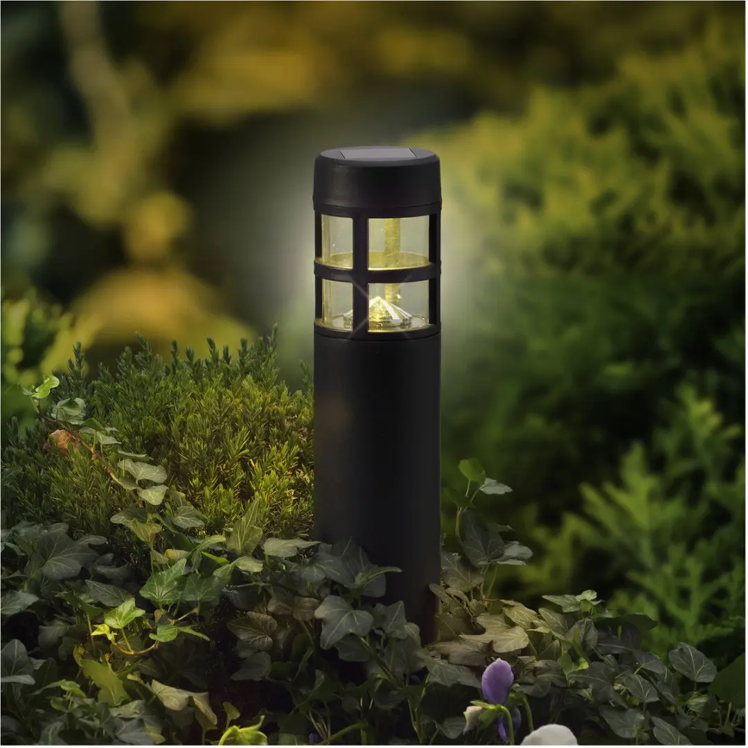Lumineo Solar Pilaar Staande Buitenlamp Ø7x28cm - Zwart