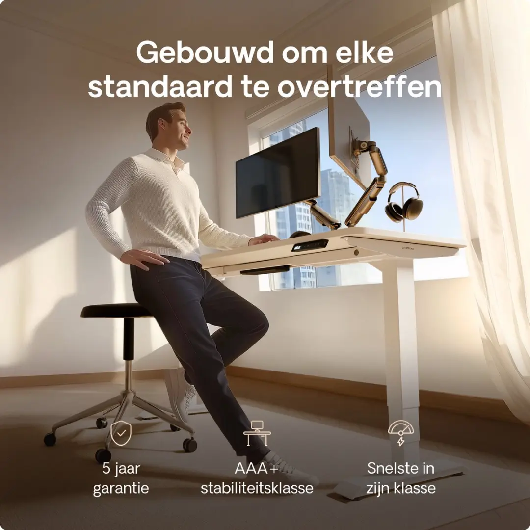 Desktronic HomePro Zit-sta Bureau 120x60cm - Wit - 62-126cm