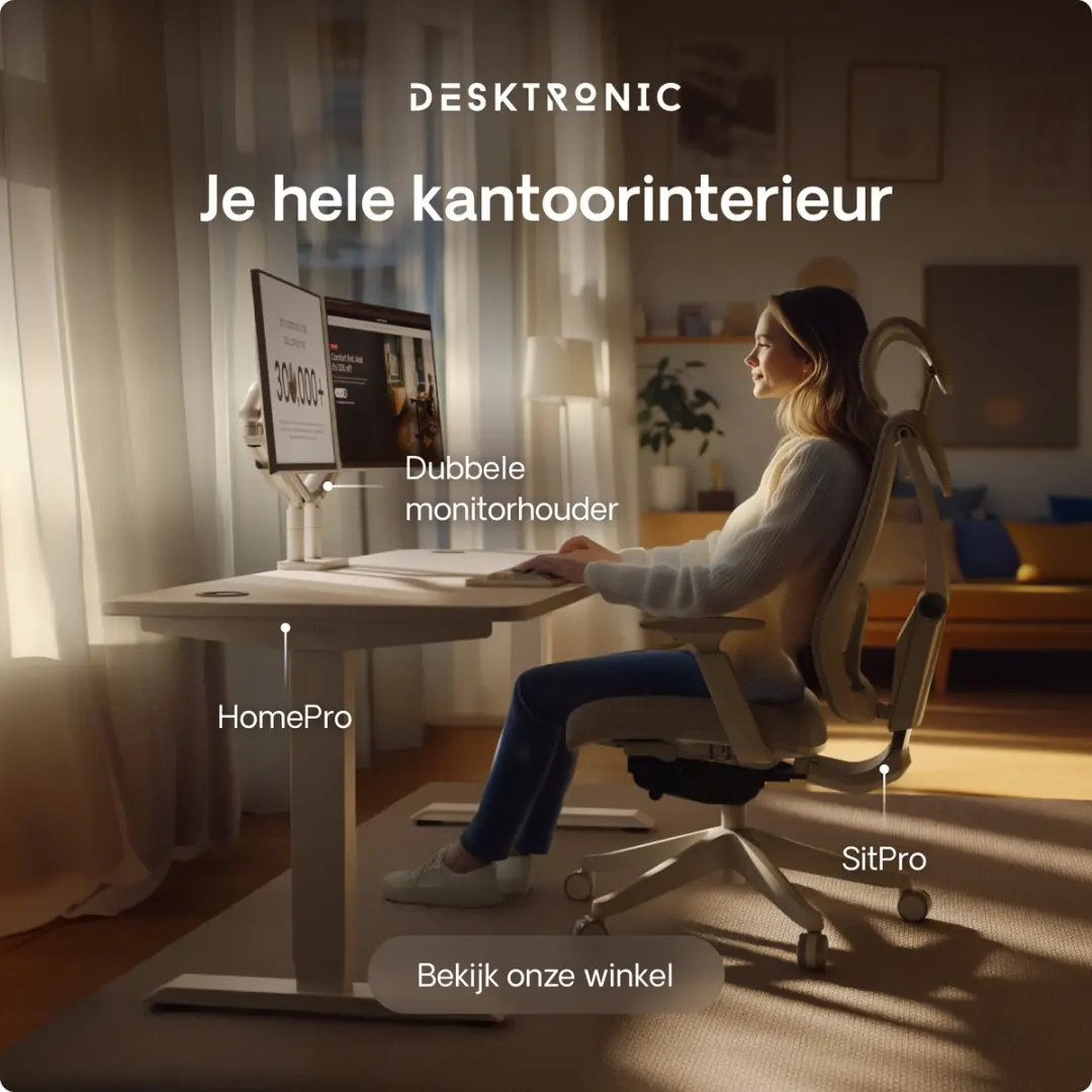 Desktronic HomePro Zit-sta Bureau 120x60cm - Wit - 62-126cm