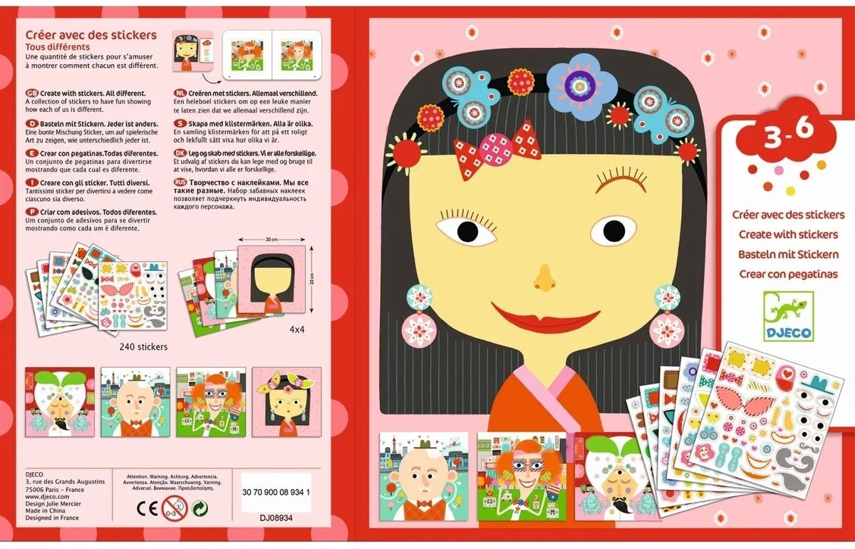 Djeco Creëer Met Stickers Gezichten - Multicolor - afbeelding 4 van 6