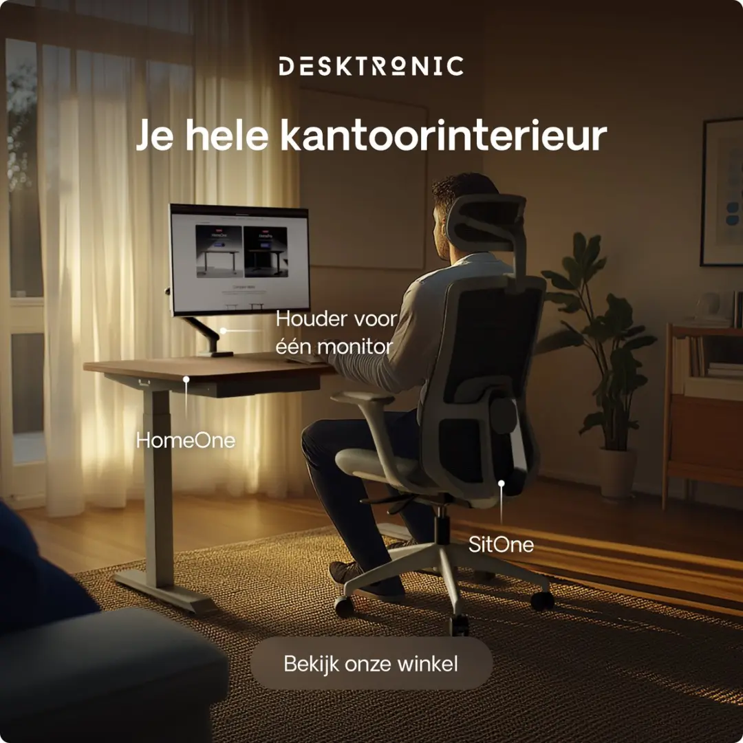 Desktronic HomeOne Zit-sta Bureau 140x70cm - Grijs/Notenhout