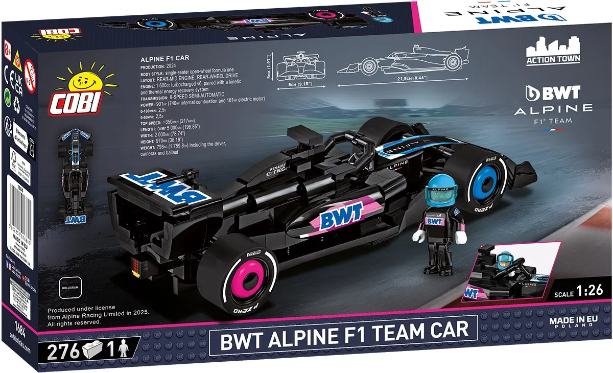 Cobi Alpine F1 Car 1684 - 276 Stukken - 1 Minifiguur - Roze/Blauw/Zwart