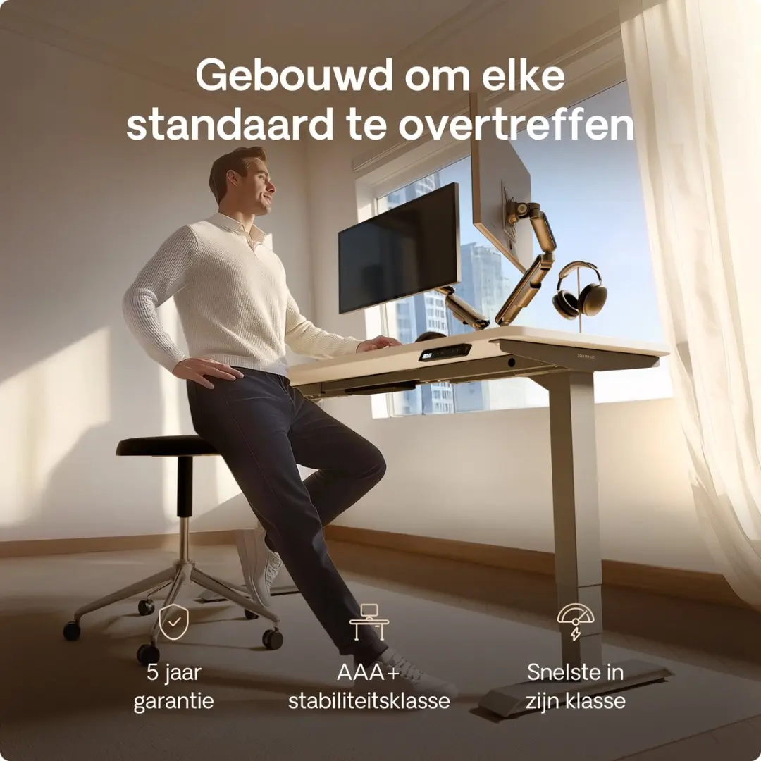 Desktronic HomePro Zit-sta Bureau 160x80cm - Grijs/Wit