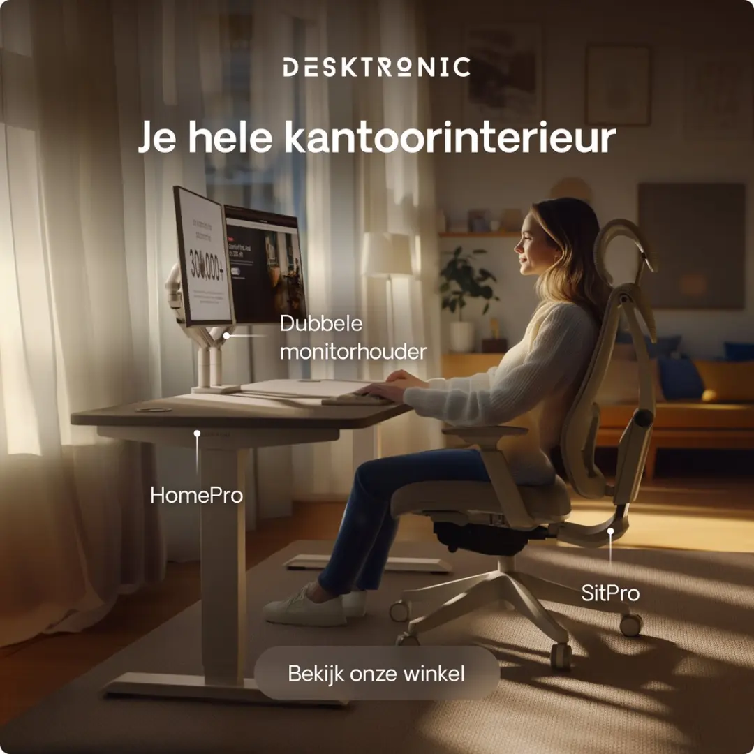 Desktronic HomePro Zit-sta Bureau 140x70cm - Wit/Grijs