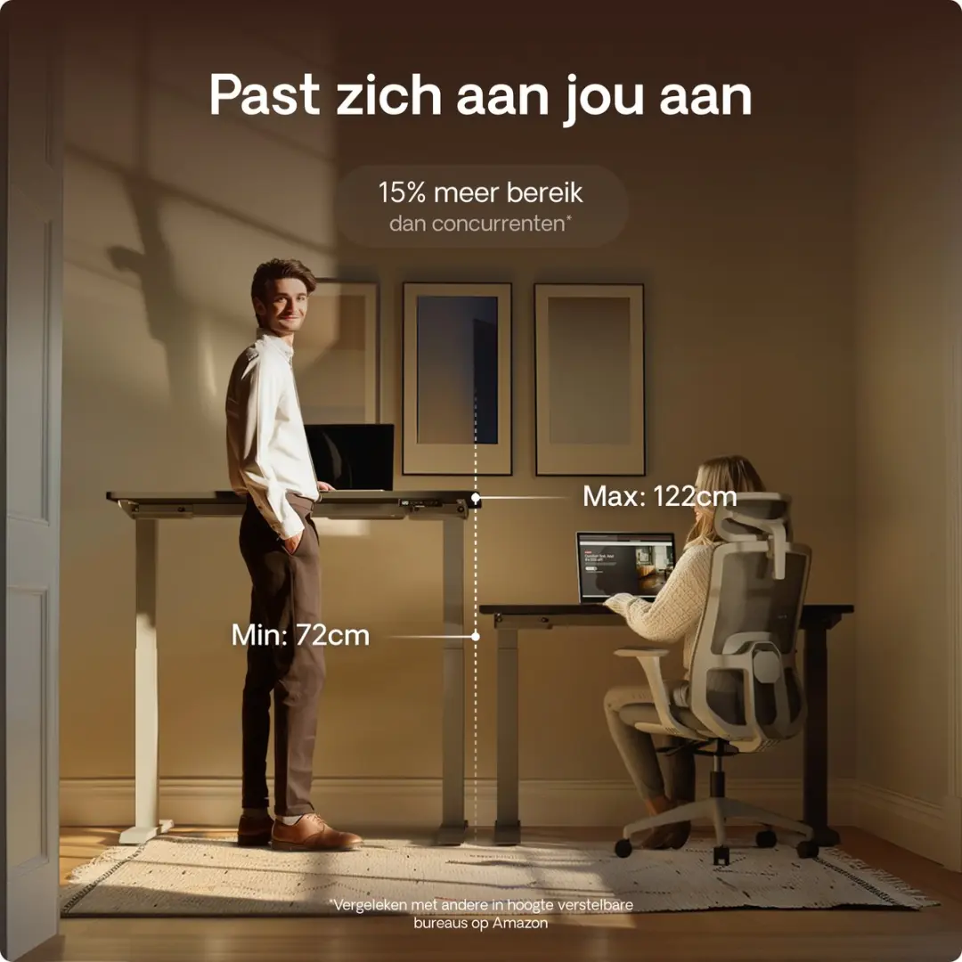 Desktronic HomeOne Zit-sta Bureau 140x70cm - Grijs/Zwart