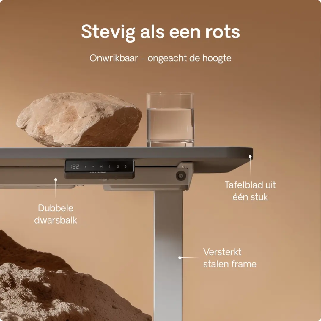 Desktronic HomeOne Zit-sta Bureau 120x60cm - Wit/Grijs
