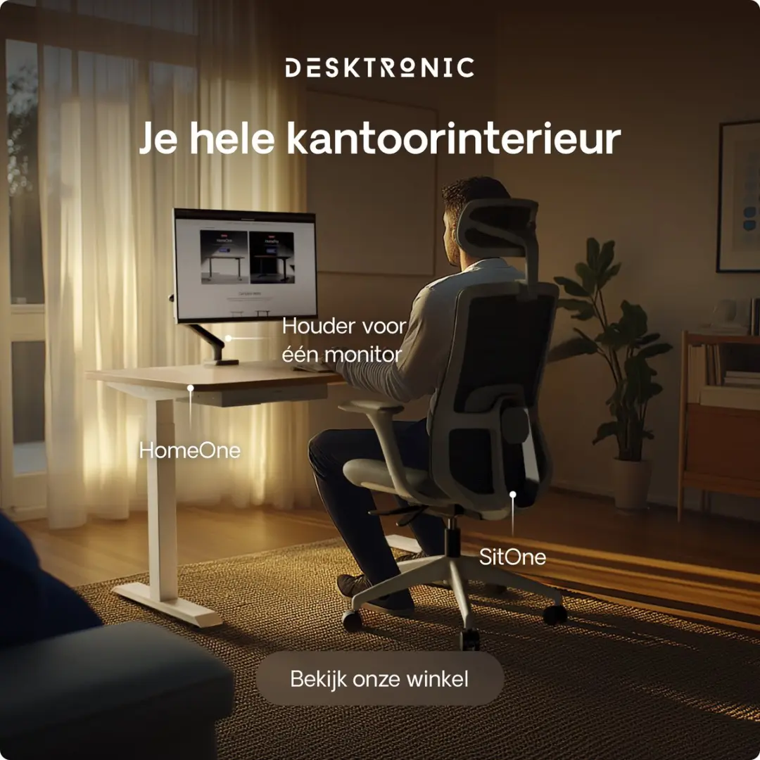Desktronic HomeOne Zit-sta Bureau 160x80cm - Wit/Eiken