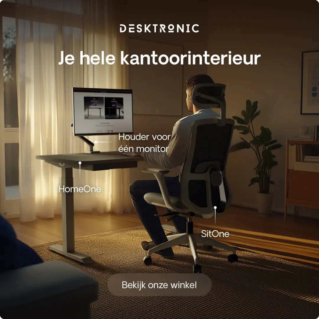 Desktronic HomeOne Zit-sta Bureau 160x80cm - Grijs - 72-119cm