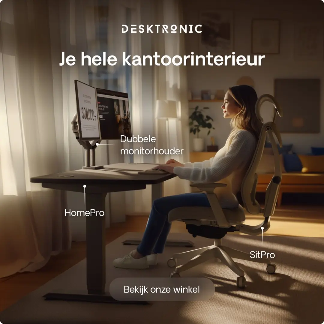 Desktronic HomePro Zit-sta Bureau 140x70cm - Grijs/Zwart