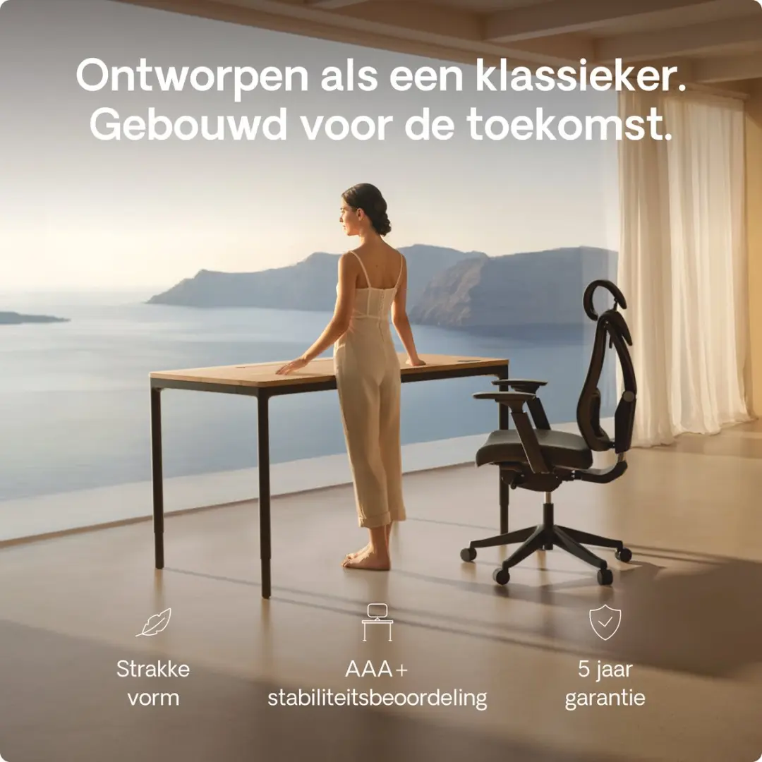 Desktronic HomeMax Zit-sta Bureau 160x80cm - Massief Eiken/Zwart