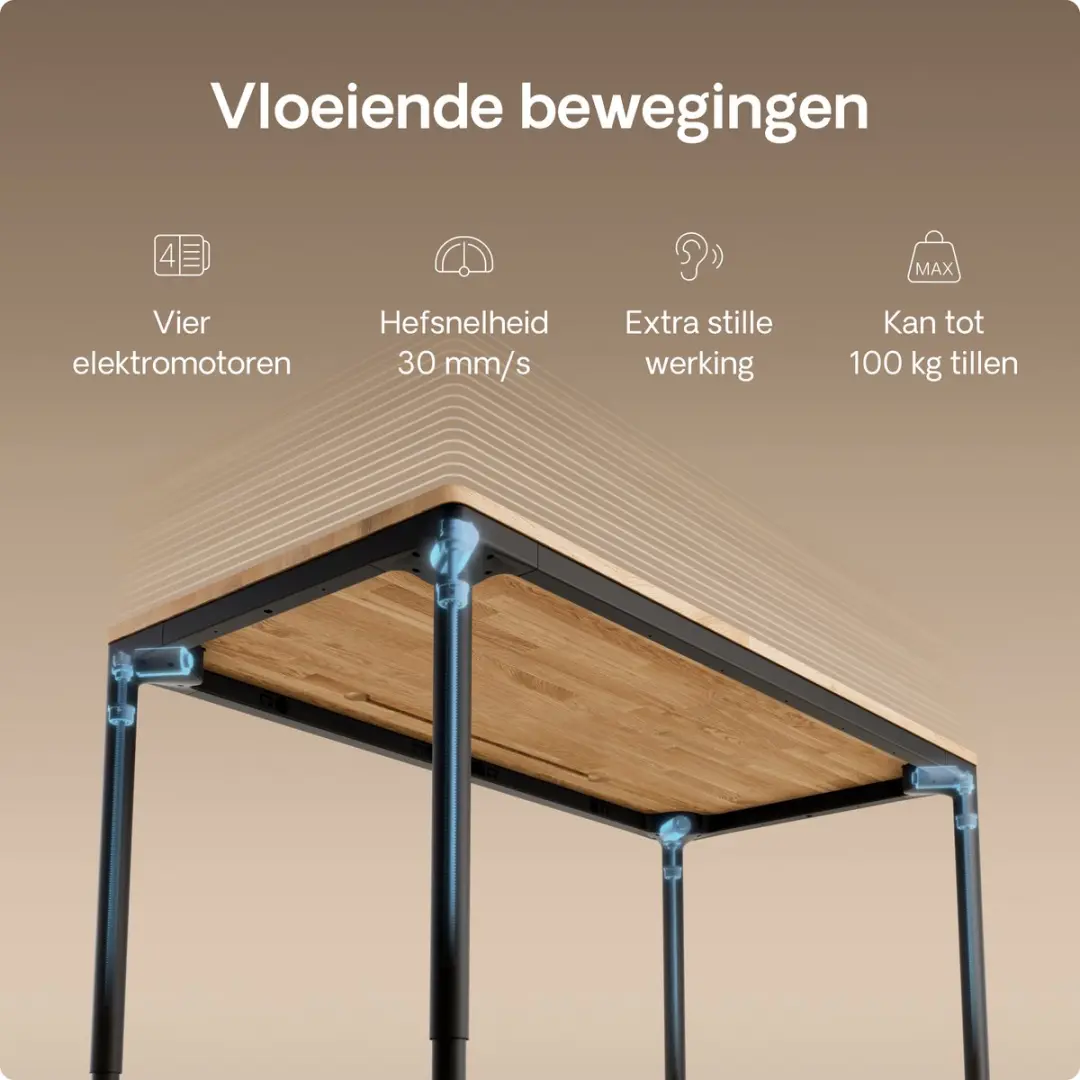 Desktronic HomeMax Zit-sta Bureau 160x80cm - Massief Eiken/Zwart
