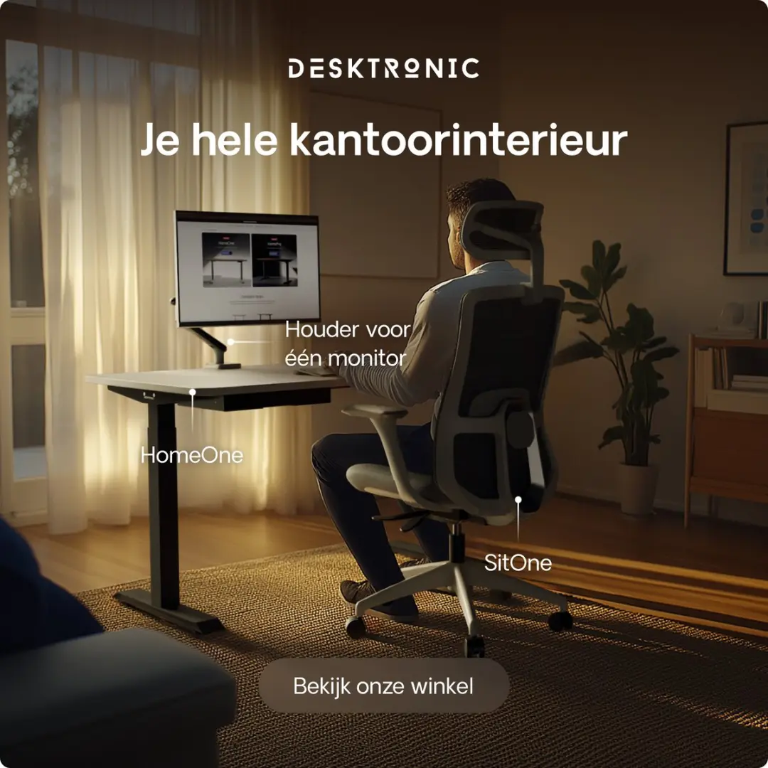 Desktronic HomeOne Zit-sta Bureau 120x60cm - Zwart/Wit