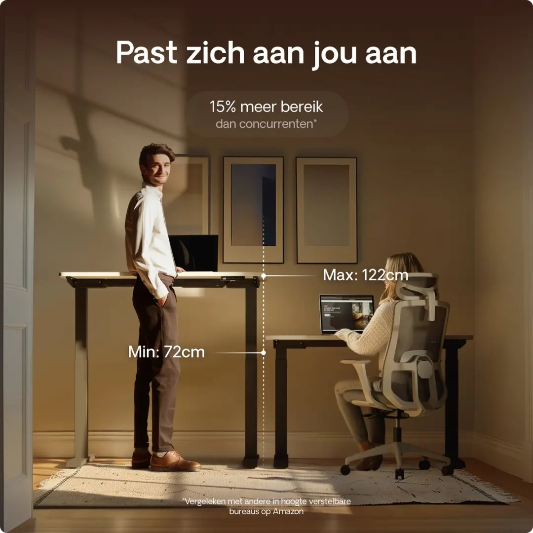 Desktronic HomeOne Zit-sta Bureau 120x60cm - Zwart/Wit