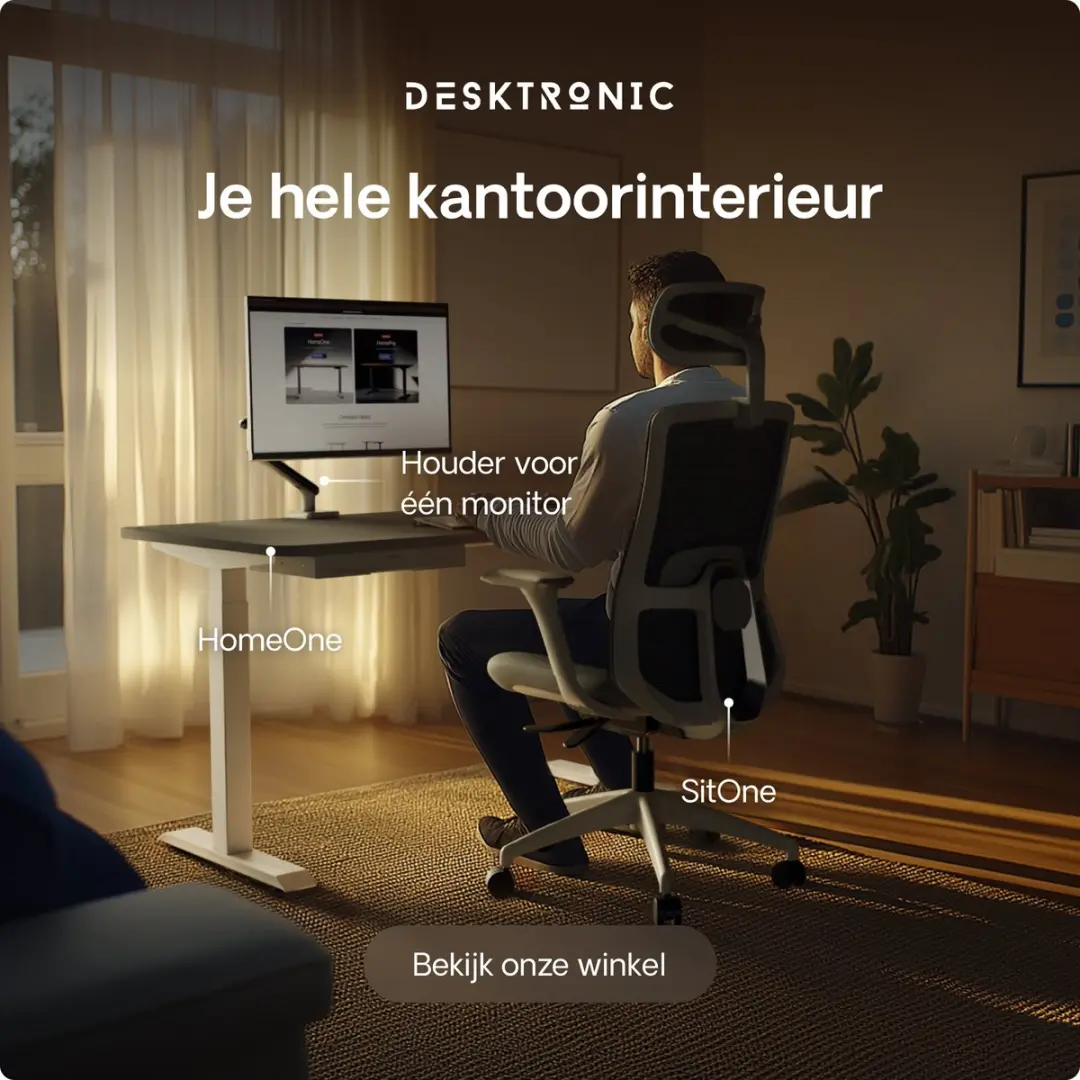 Desktronic HomeOne Zit-sta Bureau 140x70cm - Wit/Grijs