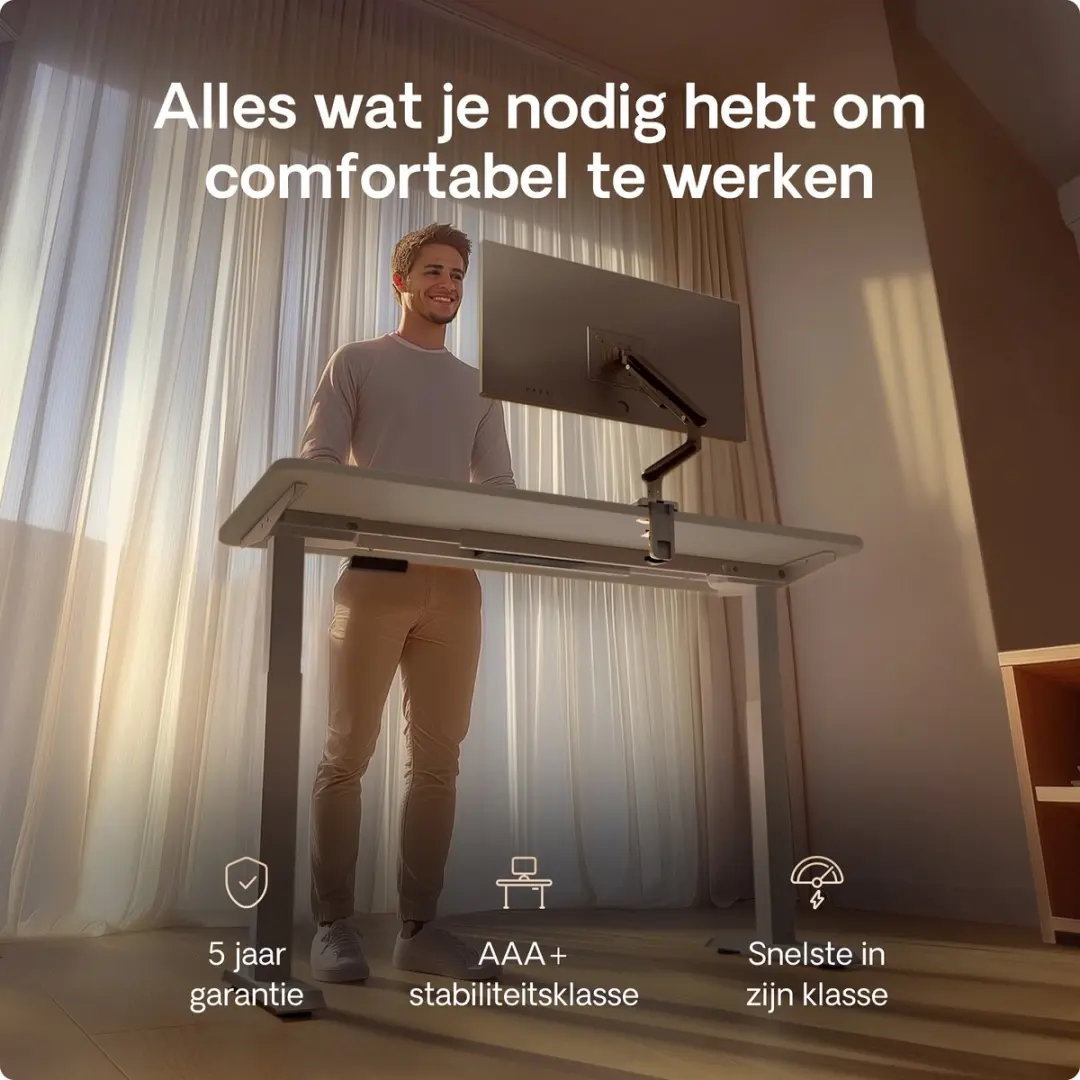 Desktronic HomeOne Zit-sta Bureau 140x70cm - Grijs