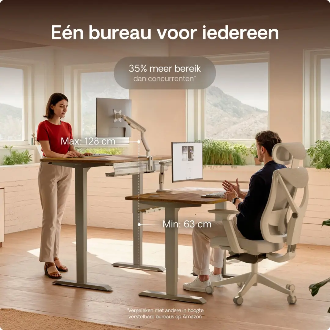 Desktronic HomePro Zit-sta Bureau 180x80cm - Notenhout/Grijs