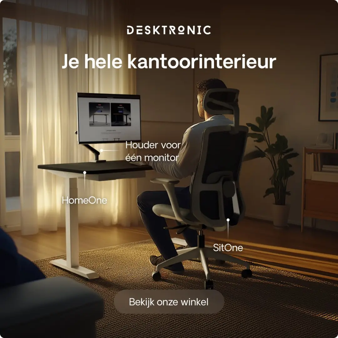 Desktronic HomeOne Zit-sta Bureau 120x60cm - Wit/Zwart