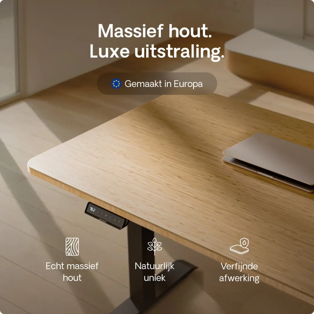 Desktronic HomeOne Zit-sta Bureau 120x60cm Bamboo/Zwart