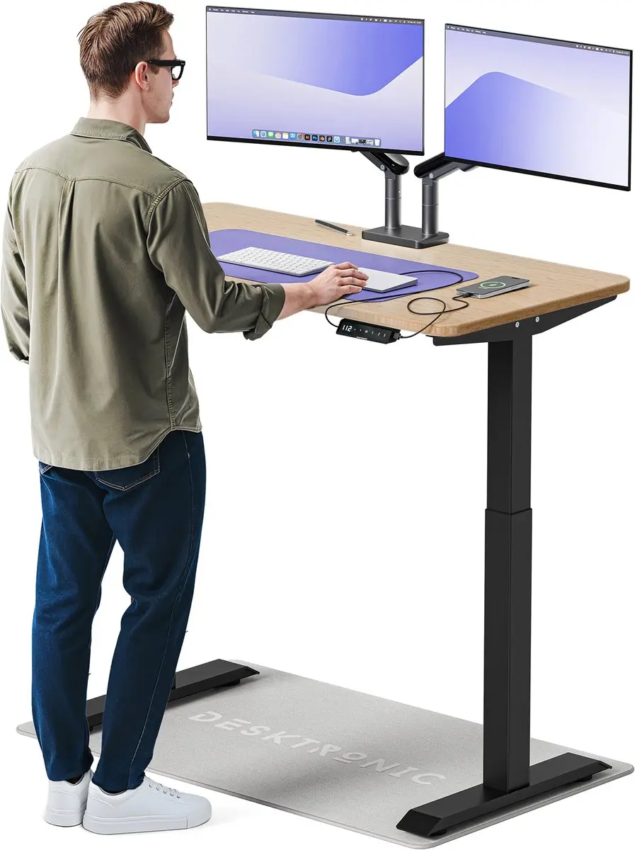 Desktronic HomeOne Zit-sta Bureau 120x60cm Bamboo/Zwart