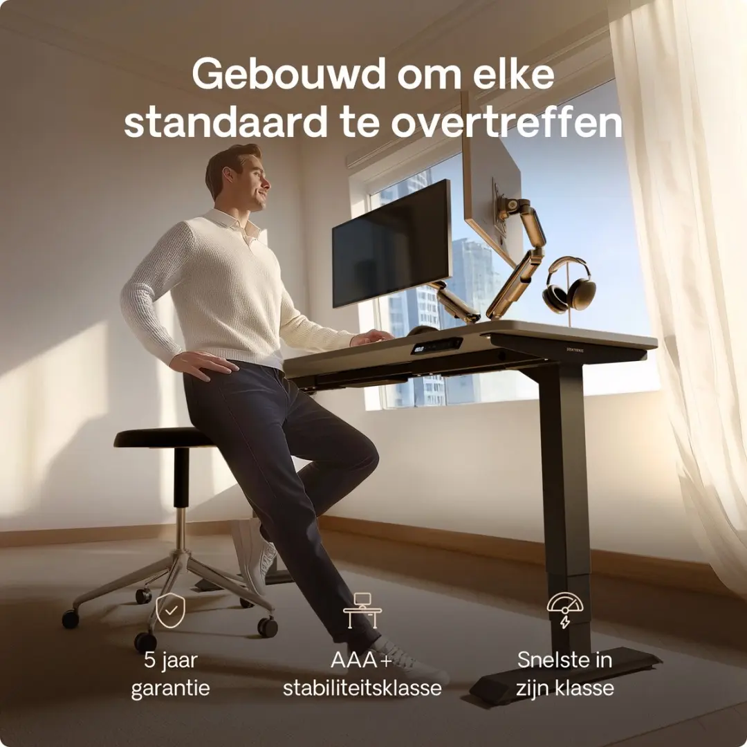 Desktronic HomePro Zit-sta Bureau 200x80cm - Zwart/Grijs