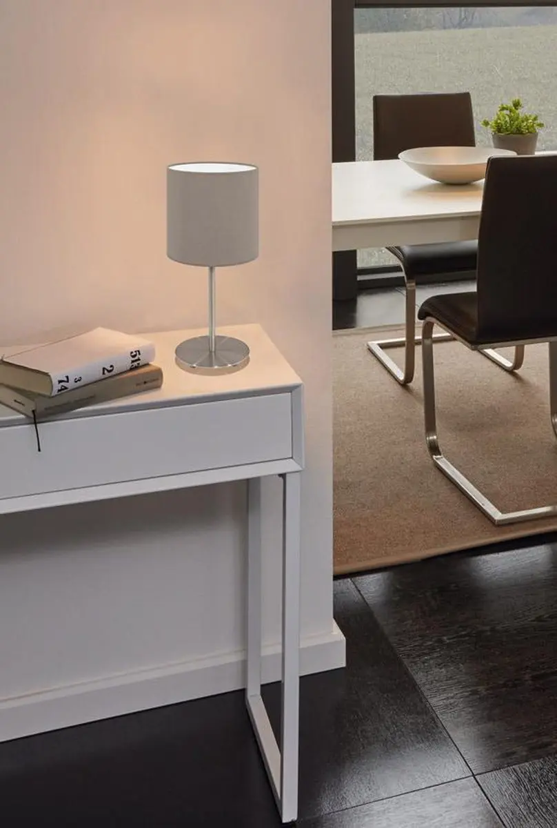 Eglo Pasteri Tafellamp - 1 Lichtpunt - Nikkel-Mat - Taupe - afbeelding 6 van 6