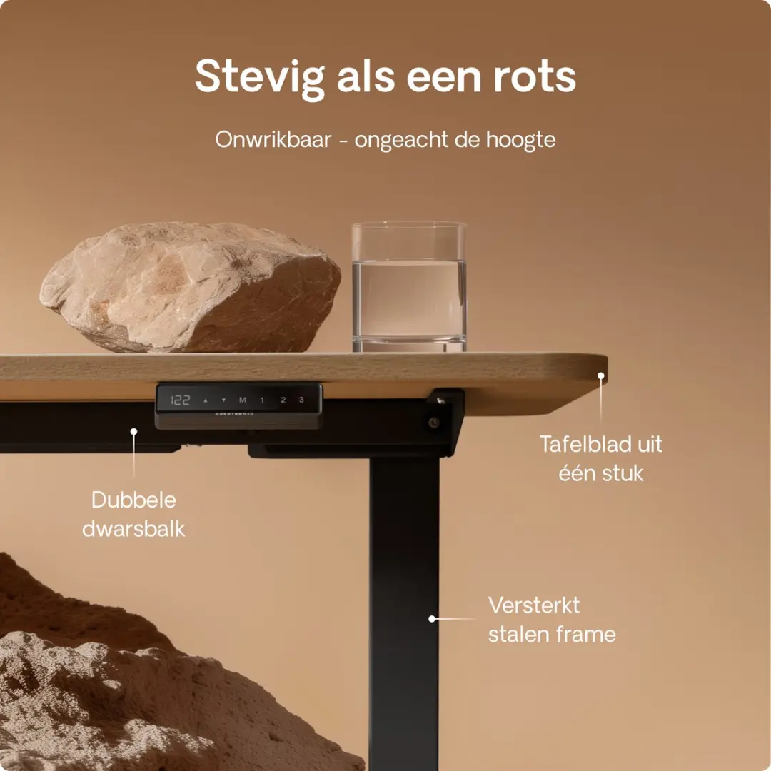 Desktronic HomeOne Zit-sta Bureau 120x60cm - Zwart/Eiken